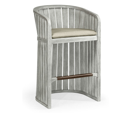 Slatted Cloudy Grey Tub Bar Stool